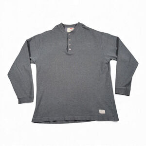 Vintage Levis Shirt Adult MEDIUM Gray Henley Ribbed Pullover Outdoor Work 90s
